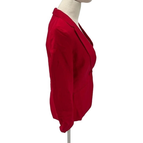 NWT H&M Red Single Button Notched Lapels Welt Front Pocket Blazer Size 2 Women's - Picture 6 of 10
